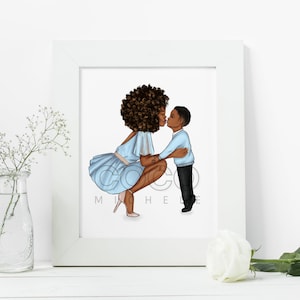 Mommy&#39;s Mini Me with Son African American Art Print - Mother&#39;s Day