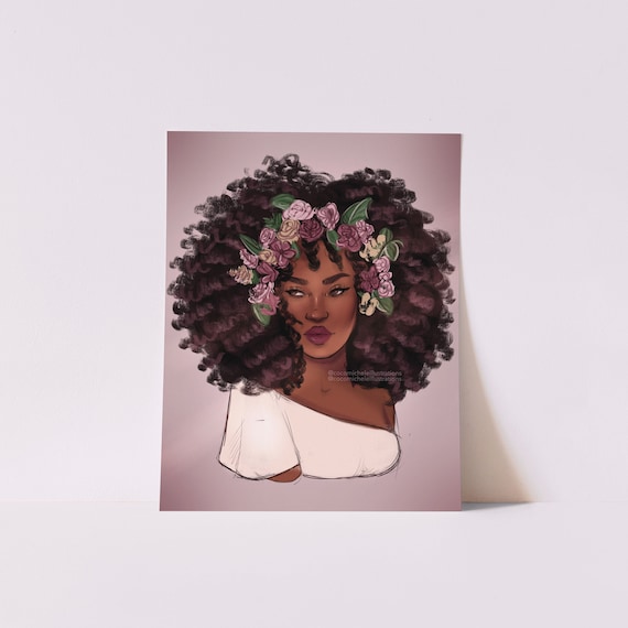 Wild Flower - African American Fashion Illustration Art Print