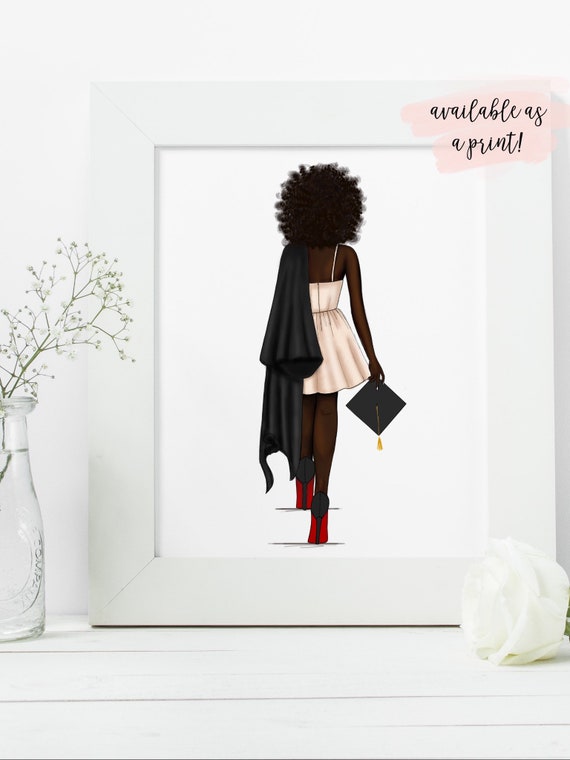 African American Graduation Art Print - Fashion Illustration