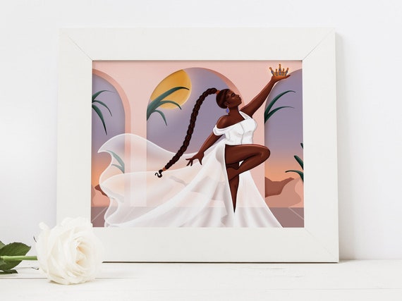 Queen Energy Unleashed - African American Fashion Illustration Art Print