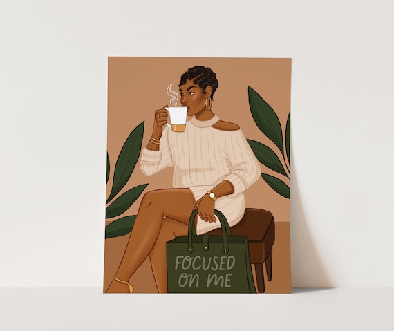 Focused On Me - African American Fashion Illustration Art Print | Coco Michele