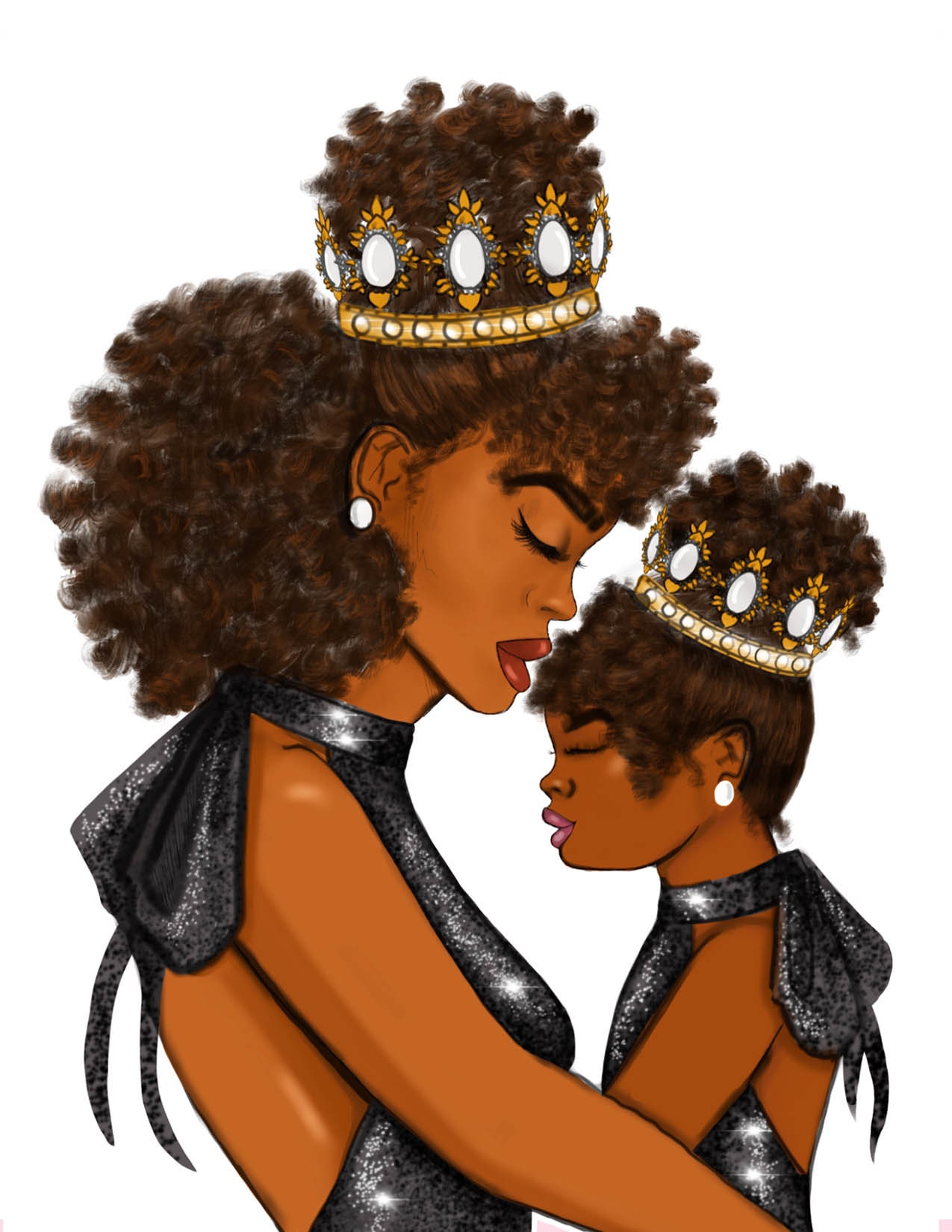 African American Mothers Day Art Print Mother And Daughter Etsy