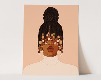 Braids & Beads - African American Fashion Illustration Kunstdruck | Coco Michele