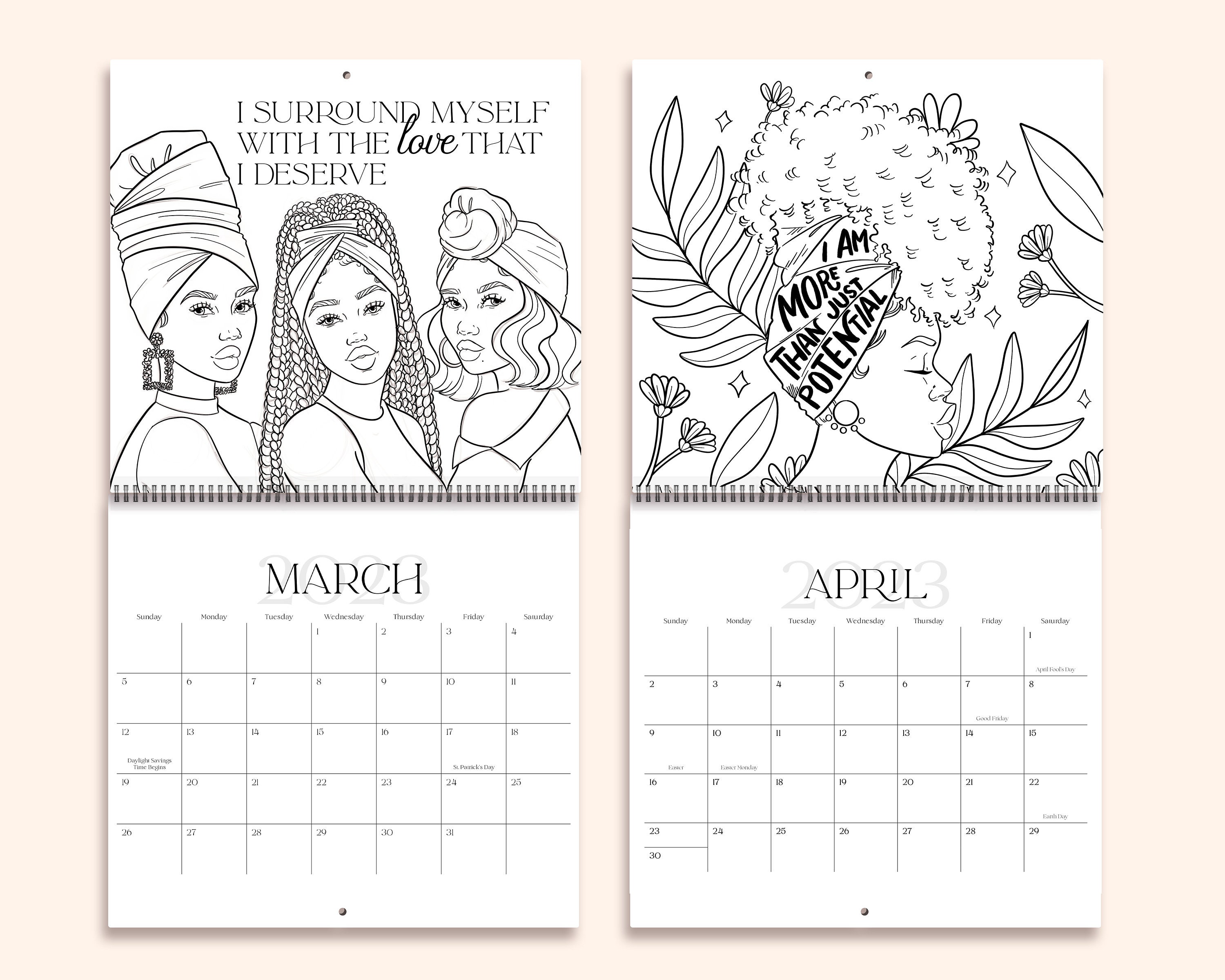 2023 Coloring with Coco Mantra Wall Calendar | 12 Art Prints With