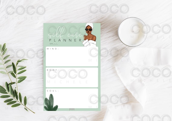 Printable Self Care Planner with African American Illustration