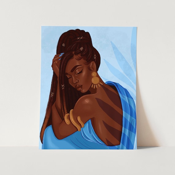 Blue Heat - African American Fashion Illustration Art Print | Coco Michele
