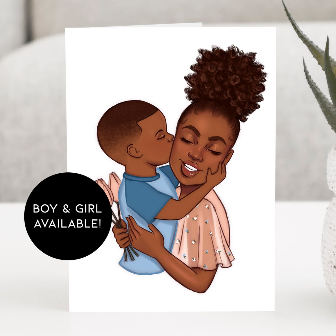 Flowers for Mommy African American Mother's Day Card | Coco Michele - Etsy