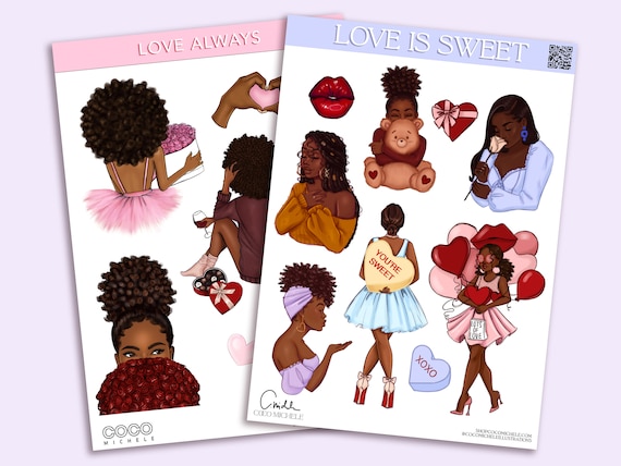 The Valentine's Day Sticker Bundle - African American | Black Girl Magic Matte Stickers | Coco Michele