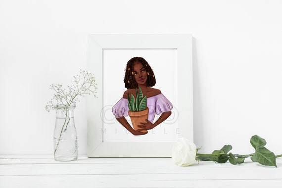 Plant Mama - African American Fashion Illustration Art Print