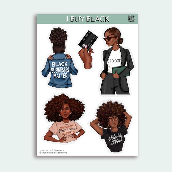 I Buy Black Sticker Sheet African American Planner Girl Coco