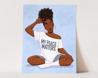 My Peace Matters - African American Fashion Illustration Art Print | Coco Michele