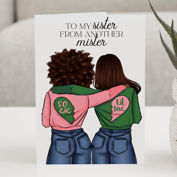 Pink & Green Sorority Soul Sista Galentine's Day Card | Valentine's Day Card | Single or Set