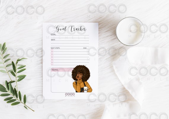 Printable Goal Tracker with African American Illustration