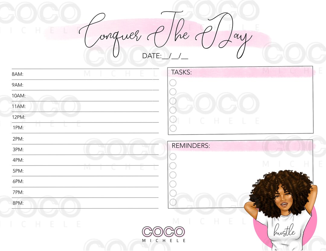 Printable Daily Planner With African American Illustration - Etsy
