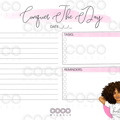 Printable Self Care Planner With African American Illustration - Etsy