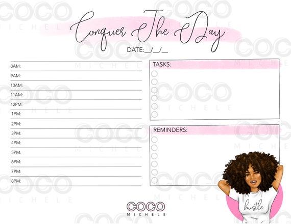 Printable Daily Planner with African American Illustration