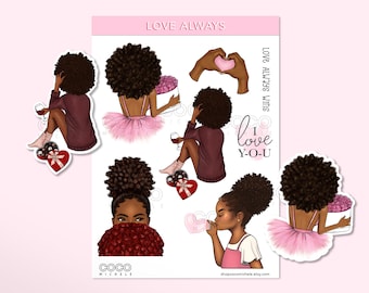 Love Always Sticker Sheet - African American Planner Girl | Coco Michele