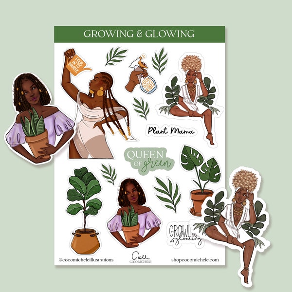 Growing and Glowing Sticker Sheet - Plant Lover | Coco Michele