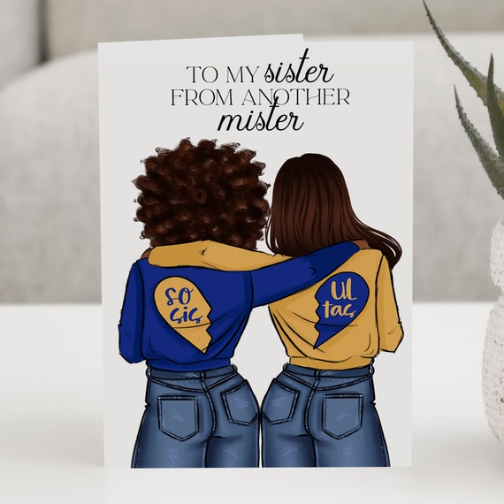 Blue & Gold Sorority Soul Sista Galentine's Day Card | Valentine's Day Card | Single or Set