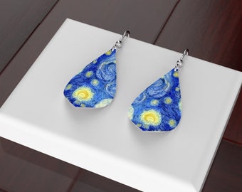 Starry Night Earrings, Detail from Van Gogh, Gifts for Her