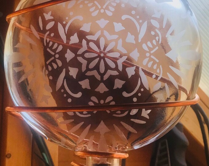 Etched Glass Hummingbird Feeder With Copper Wrap Etsy