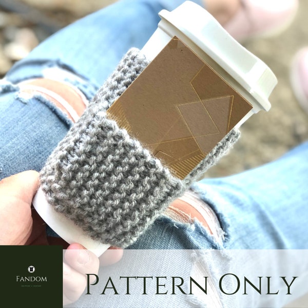 Knit Pocket Cup Cozy Pattern, Coffee Sleeve Knitting Pattern Gift Card Holder