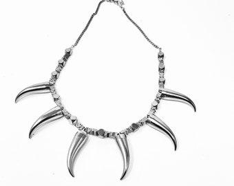 Silver Cat Claw Spike Necklace