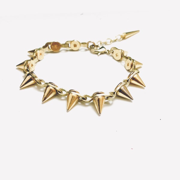 Gold Spike Bracelet/Handmade Spike Bracelet on Unique Chain
