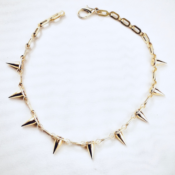 Gold Spike Necklace Choker/ Silver Spike Choker or Necklace Unique Brass Chain/Simple and Elegant - BEST SELLER!