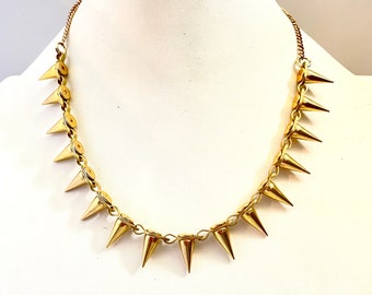 Elegant Spike Necklace/ Gold Spike Chain Necklace