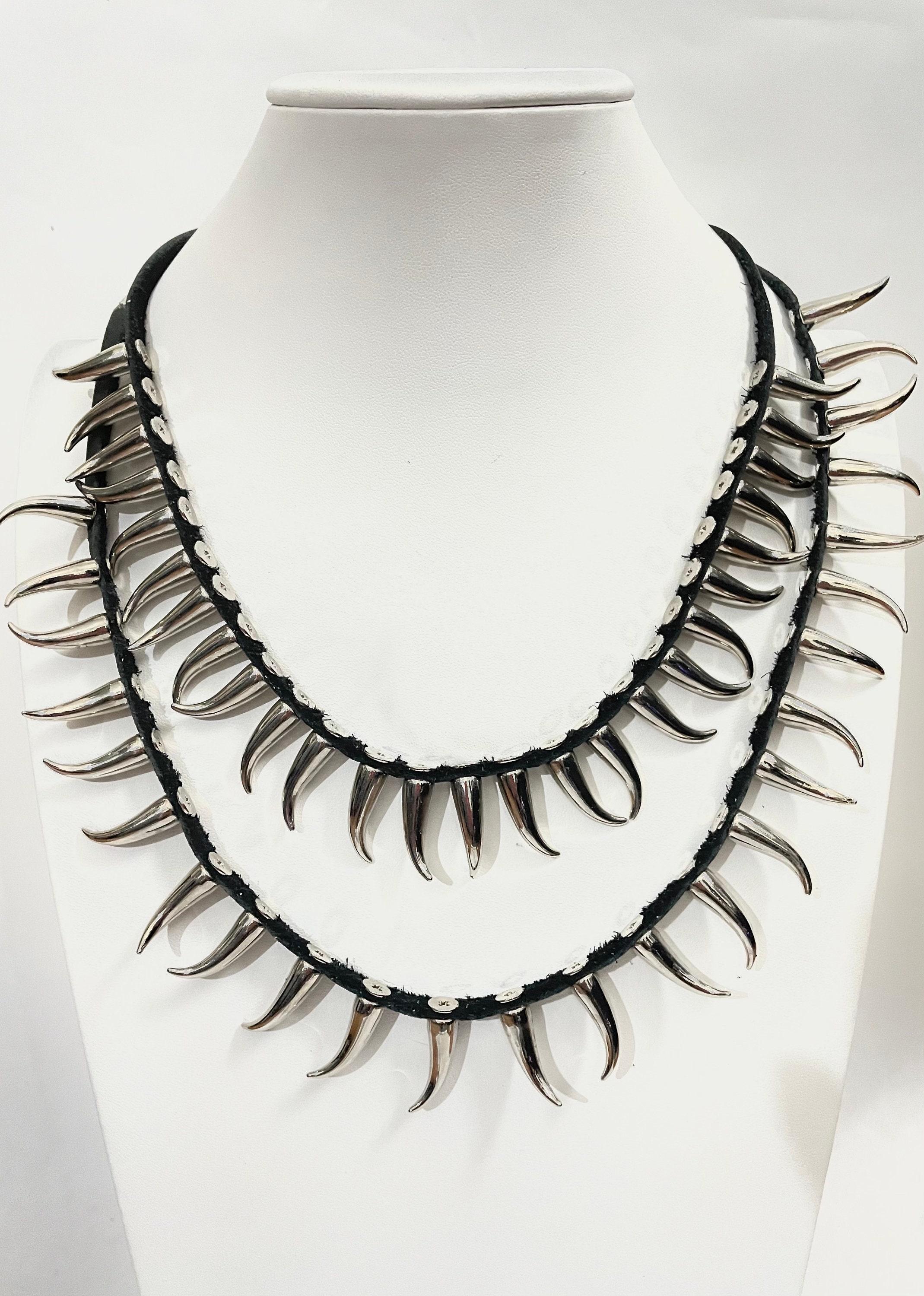 Cat Claw Spiked Necklace/ Leather Spiked Necklace/silver Etsy Hong Kong