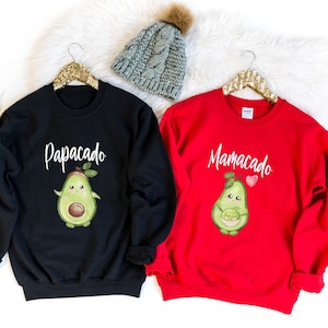 Mamacado Sweat And Papacado Sweat, Avocado Pregnant Sweat, Pregnancy Sweat, Pregnancy Reveal To Family, Pregnancy Announcement Sweat