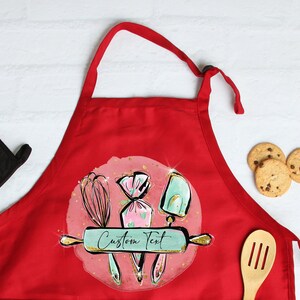 Customized Kitchen Utensil Monogram Apron, Chef Printed Apron, Printed Kitchen Apron for Chef Personalized Gift, Cute Apron For Women & Men