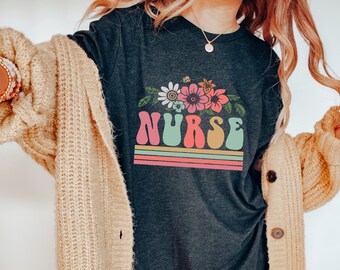 Nurse Shirt, Wildflowers Nurse T Shirt, RN Nurse Shirt Registered Nurse Shirt, Nurse Student Tee, Floral Nurse Shirt, Natural Nurse Shirt