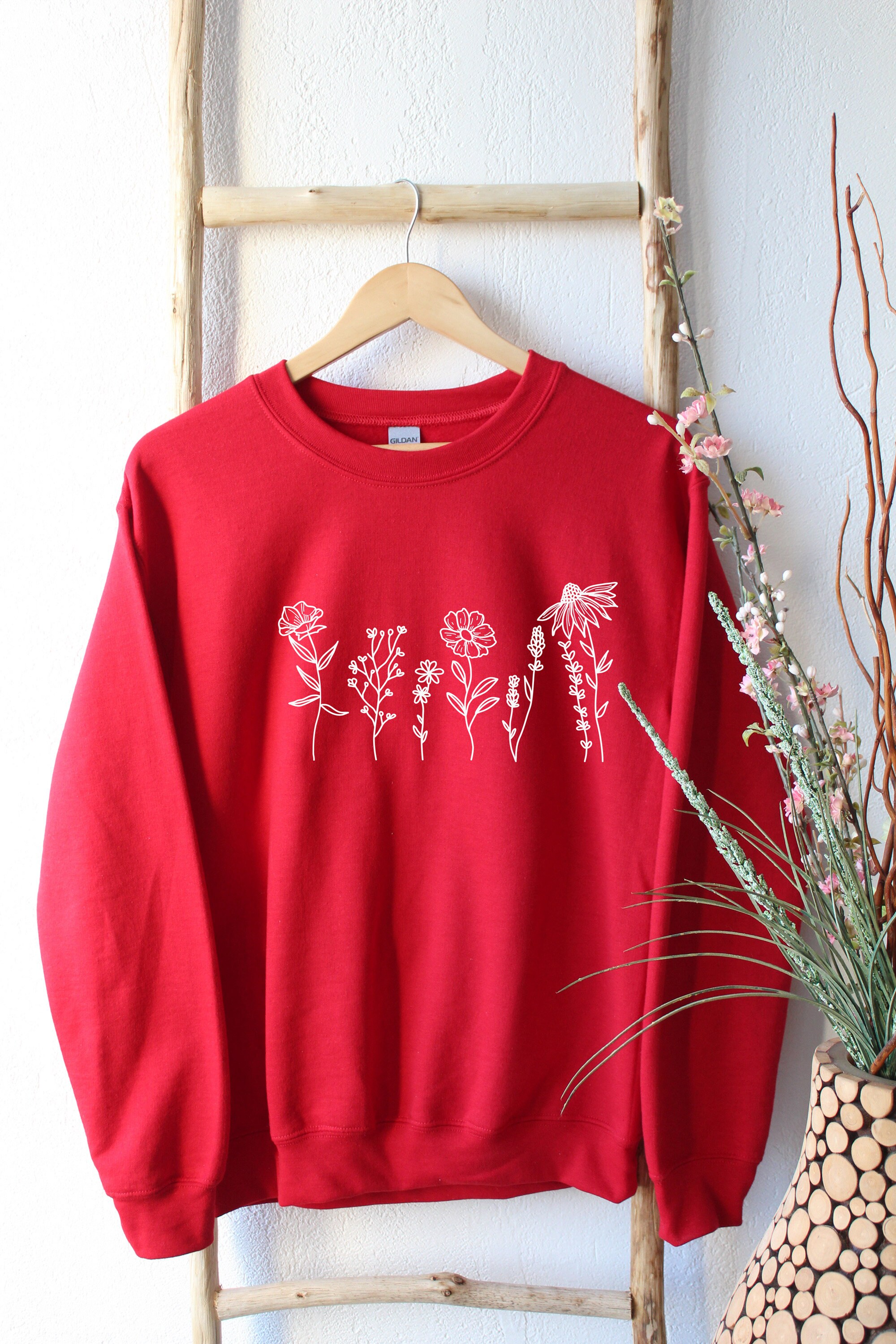 Flower Sweatshirt Minimalistic Flower Crewneck Vintage Etsy