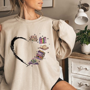 Book Lover Sweatshirt, Library Sweatshirt, Book Reader Sweatshirt, Reading Sweatshirt, Book Lover Gift, Books Heart Sweatshirt