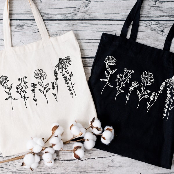 Wild Flowers Canvas Tote Bag, Wild Flowers Tote bag, wild flower tote bag,Gift for friend's tote bag,Goodie gift Bags