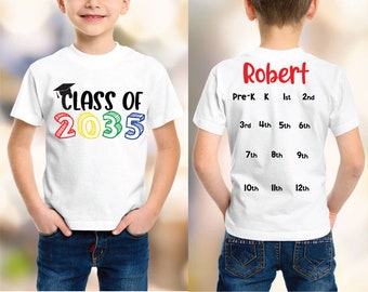 Class of 2036 class of 2035 shirt, class of shirt, Kindergarten, First Day of School, Last Day of School, Graduation, Grow with me shirt