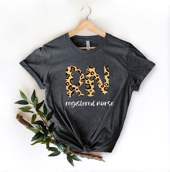 Registered Nurse Graphic Tee With Animal Print  Shirt For Nurse  Nurse Shirt  Shirt For Graduation  Shirt For New Job  Gift For Nurse