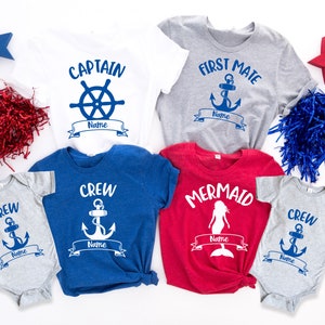 Custom Captain shirt, First Mate shirt, Personalized captain Crew shirt, Mermaid Shirt, Cruise shirt, Family Cruise shirts