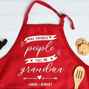 Grandma apron, my favorite people call me grandma apron, birthday gift, grandma apron,grandma apron with grandkids names, Gift for grandma