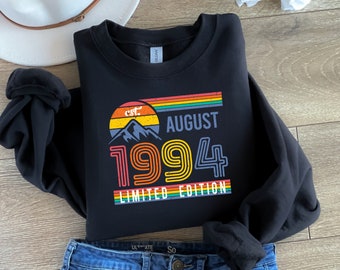 Month 1996 Sweatshirts, Custom Month and Year Birthday Sweatshirt, 1996 Birthday Sweatshirt for Women or Man, 30th Birthday Retro Sweatshirt