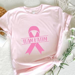 Breast Cancer Shirt, Cancer Ribbon Shirt, Personalized Team Cancer, Custom Name Team Cancer, Personalized Shirt, Cancer Support Team Shirt