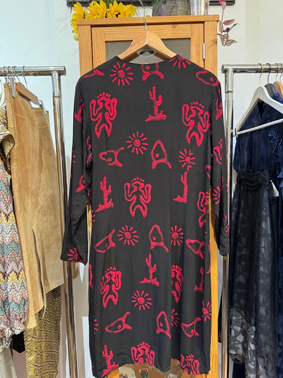 1990s Long Sleeve Batik Dress - image 4