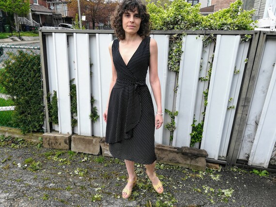 70s Polkadot Wrap Dress