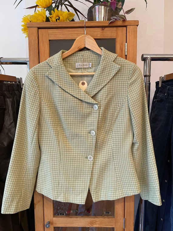 1980s Pale Green Gingham Blazer