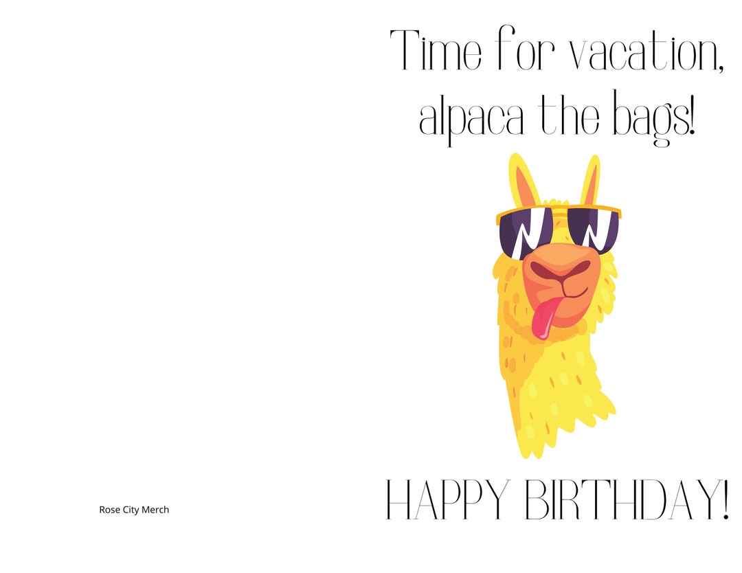 Cute Alpaca Birthday Card for Friend Funny Printable Blank - Etsy