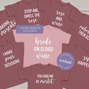 Bachelorette Party Shirts SVG, Wine, Bridesmaid Party Group, Script Font, Cricut Files SVG, Digital Design, Instant Download