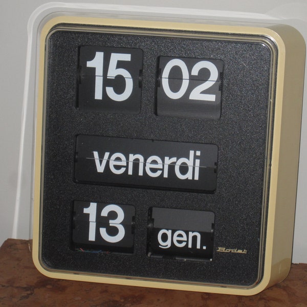 Bodèt original flip Horloge vintage flip avec étiquettes murales de type solaire, parfaite