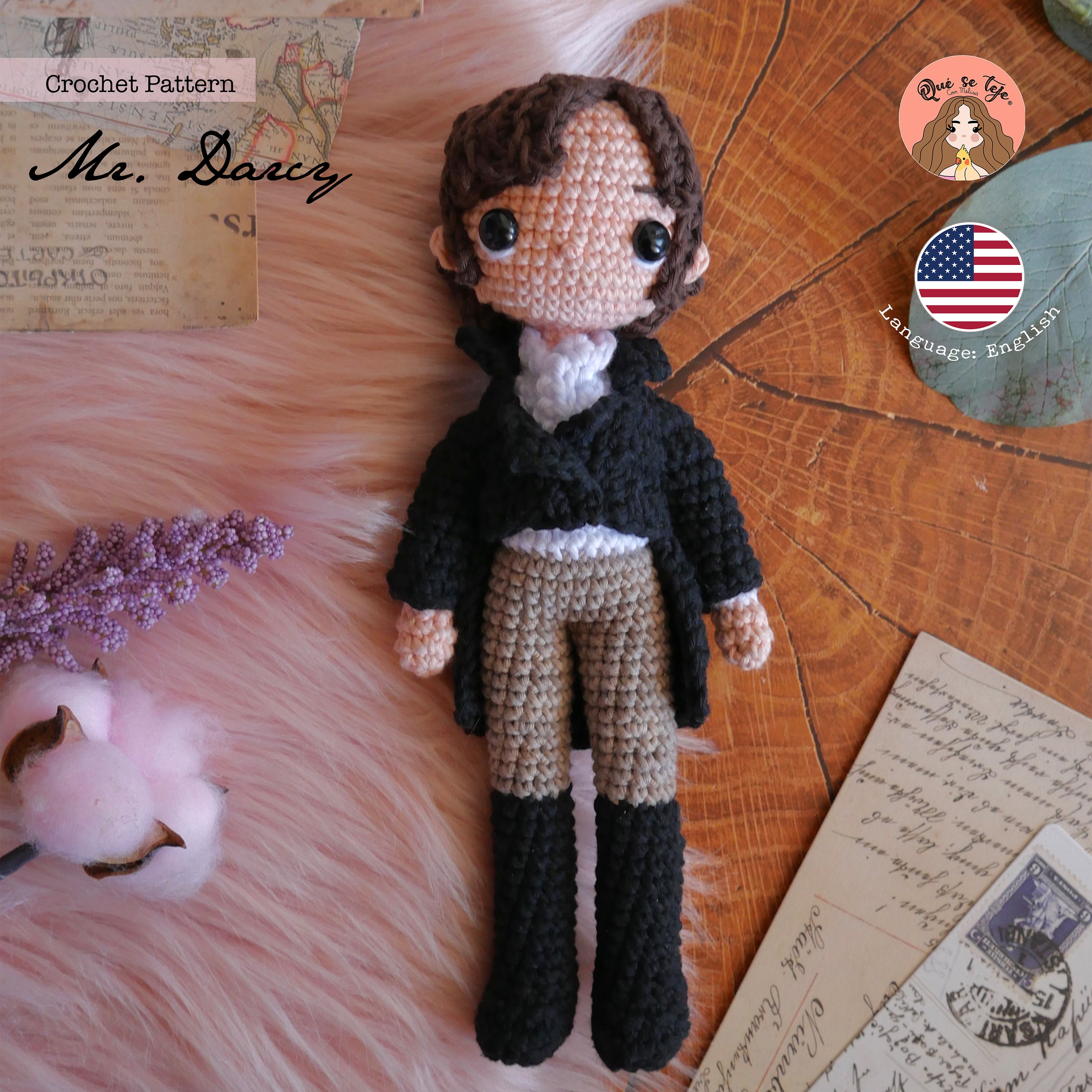 Crochet Pattern: Mr. Darcy Amigurumi (PDF) - Etsy, image size:3000x3000